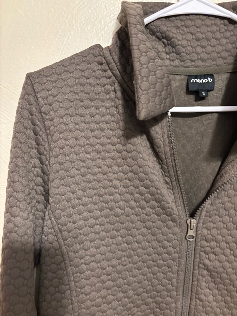 Mono B Textured Zip Up Jacket Brown Athleisure Small - Picture 6 of 8